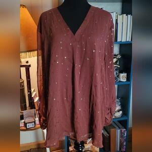 Plus Size 1x V-Neck Women's Blouse